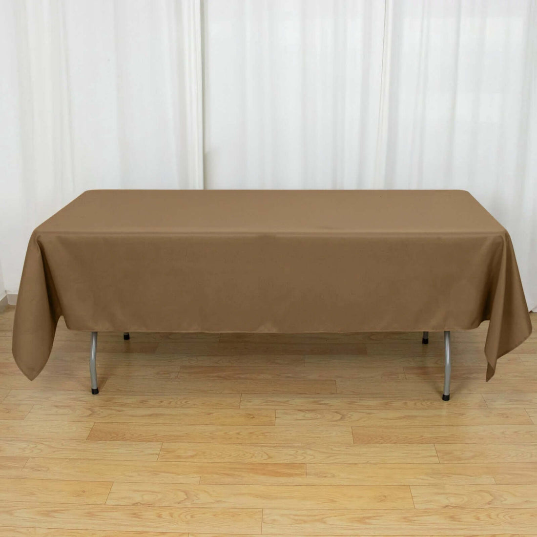 60inch x 102inch Taupe Polyester Rectangular Tablecloth