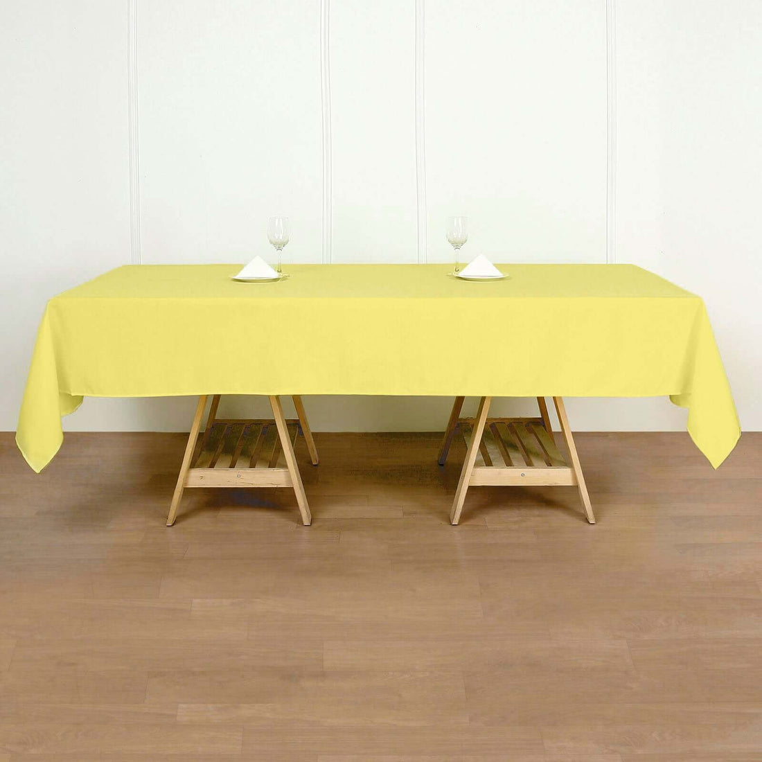 60inch x 102inch Yellow Polyester Rectangular Tablecloth
