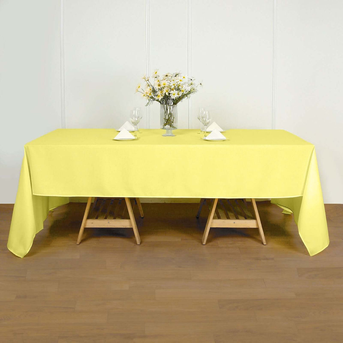 Yellow Rectangular Tablecloth 60 Inch x 126 Inch Seamless Polyester 