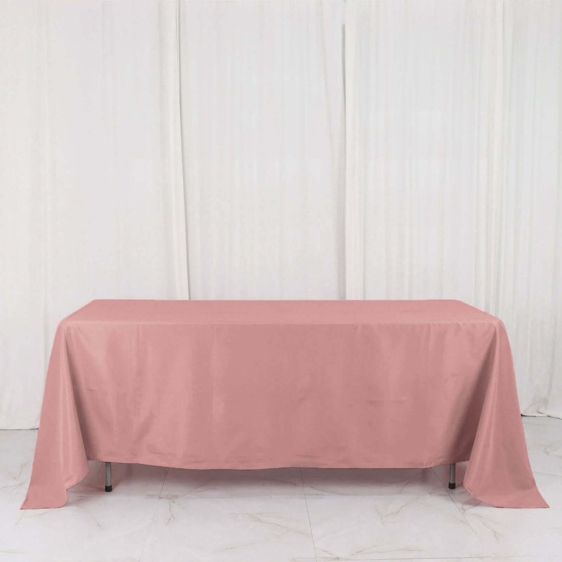 72 Inch x 120 Inch Rectangle Shaped Dusty Rose Polyester Linen Tablecloth