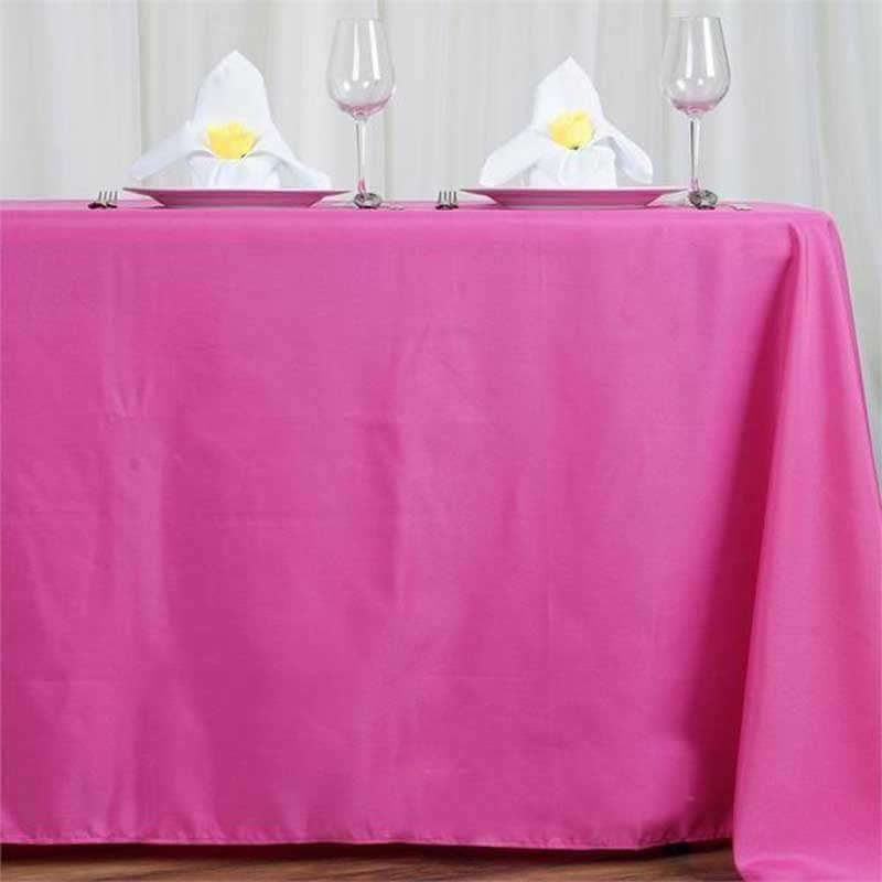 Polyester 72 Inch x 120 Inch Fuchsia Rectangle Tablecloth