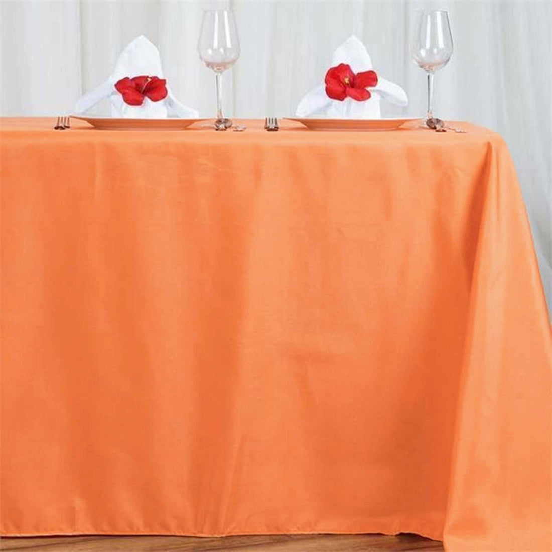 Orange Tablecloth In Polyester Rectangle 72 Inch x 120 Inch