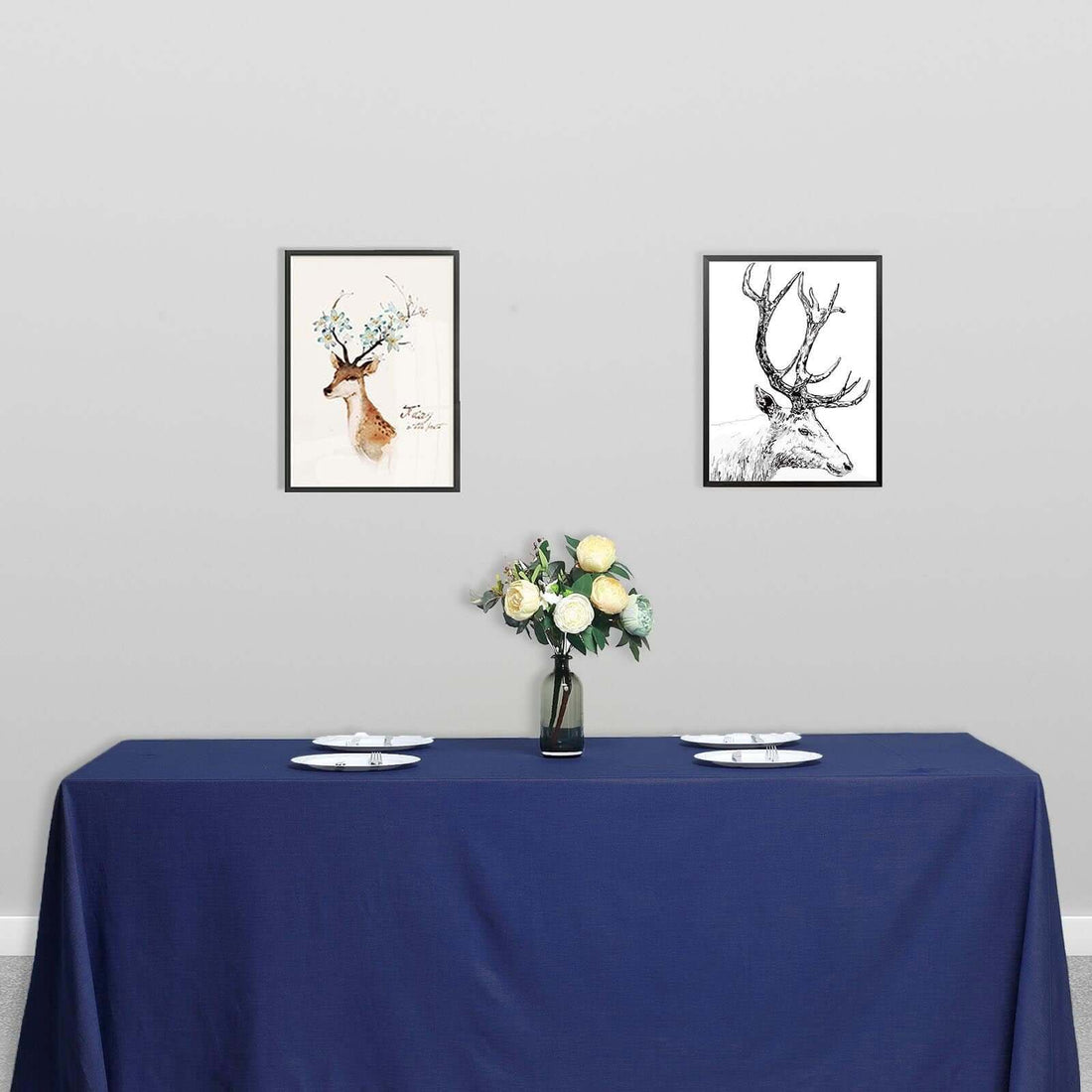90 Inch x 132 Inch Rectangular Tablecloth In Navy Blue Polyester