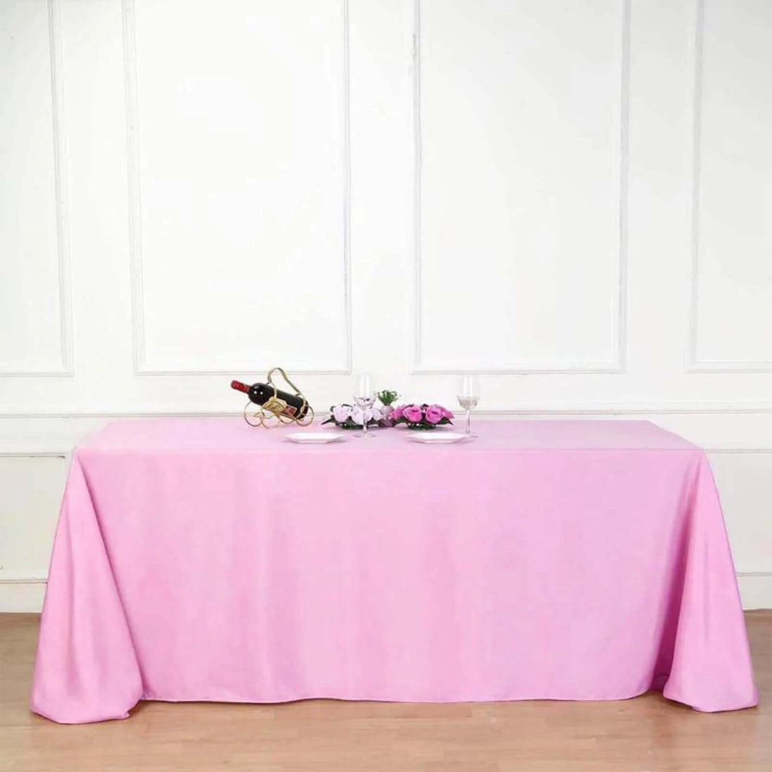 90"x132" PINK Polyester Rectangular Tablecloth