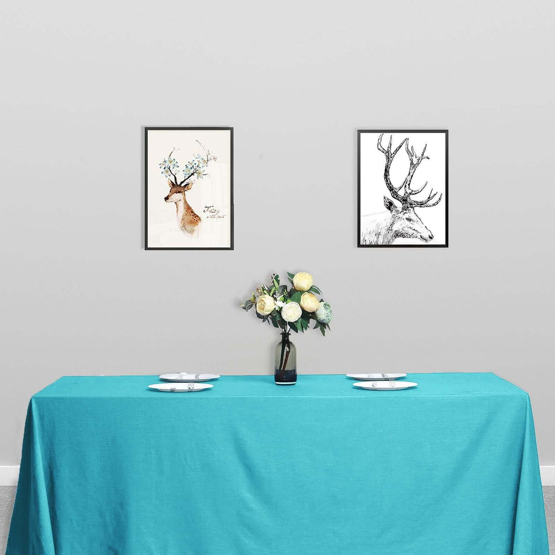 Turquoise Polyester Rectangular 90 Inch x 132 Inch Tablecloth