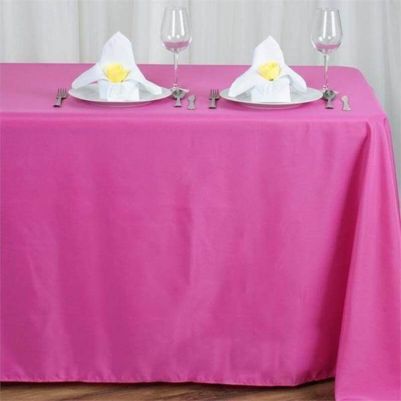 Polyester Rectangular Tablecloth 90 Inch x 156 Inch In Fuchsia