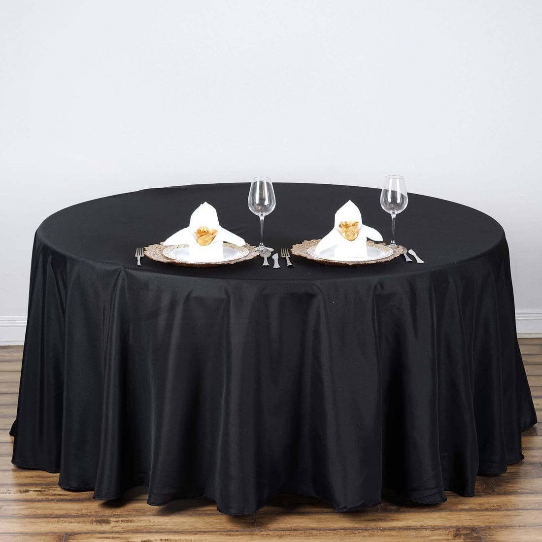 108inch Black Polyester Round Tablecloth