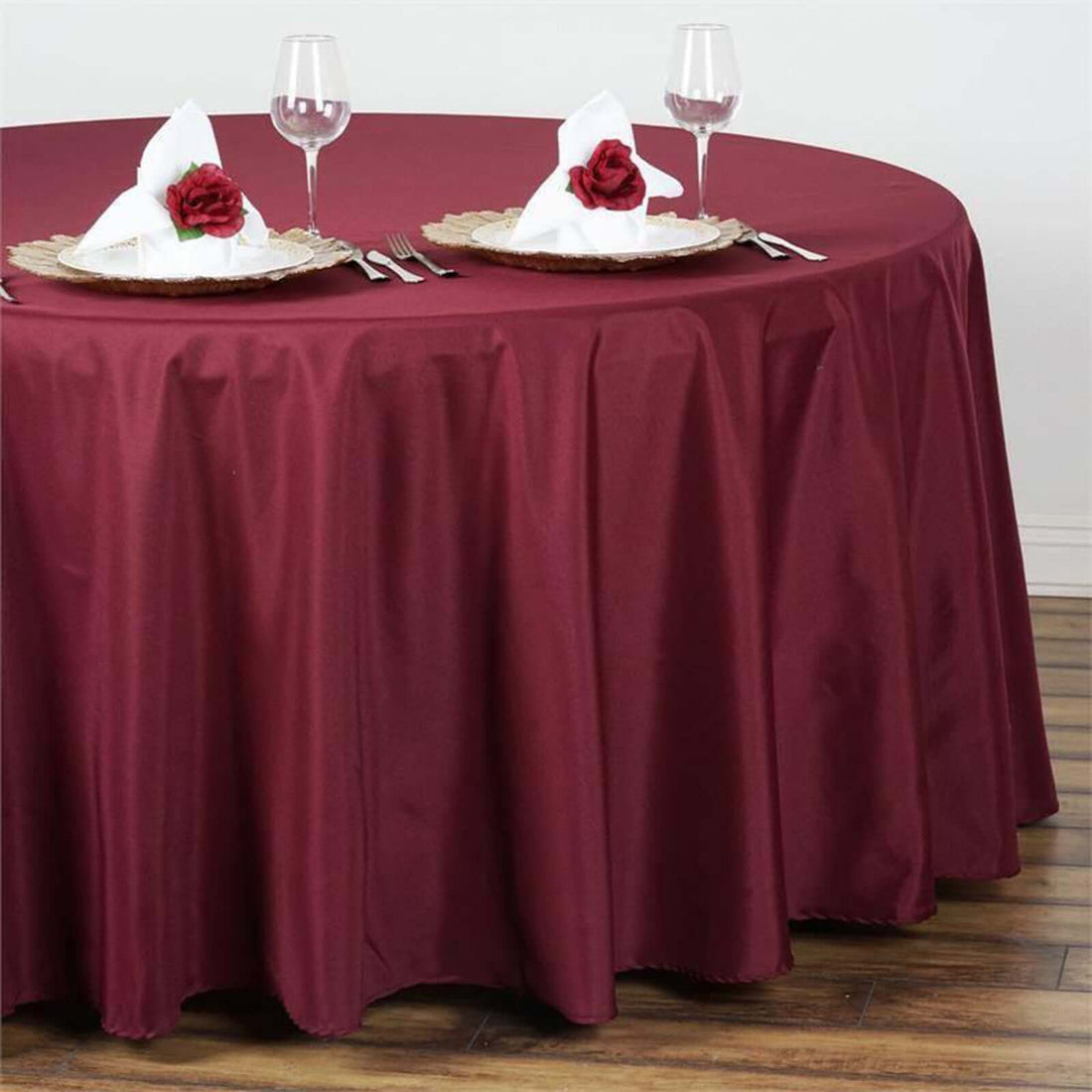 108inch Burgundy Polyester Round Tablecloth