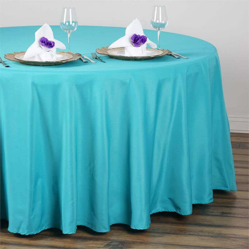 108inch Turquoise Polyester Round Tablecloth
