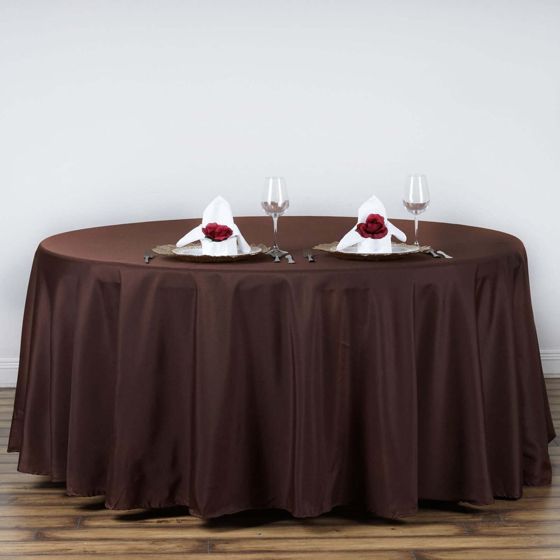 120 inch Chocolate Polyester Round Tablecloth |