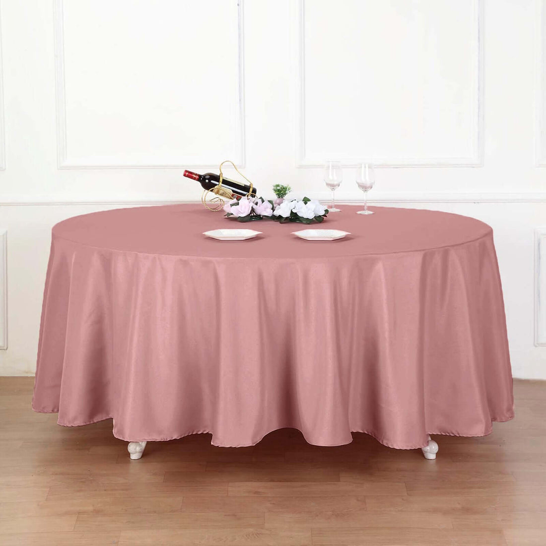 120" Dusty Rose Polyester Round Tablecloth