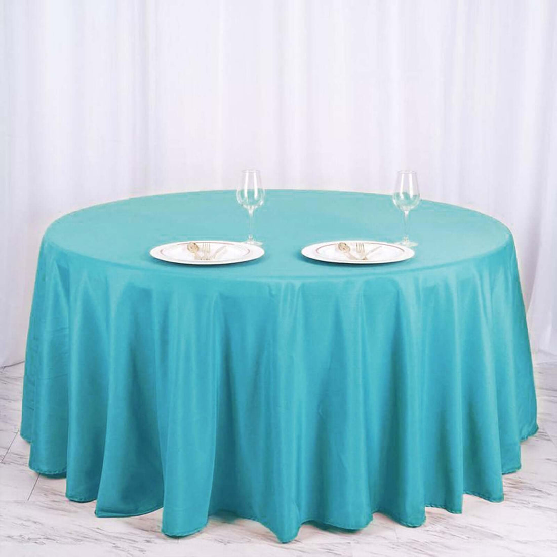 120inch Turquoise Polyester Round Tablecloth