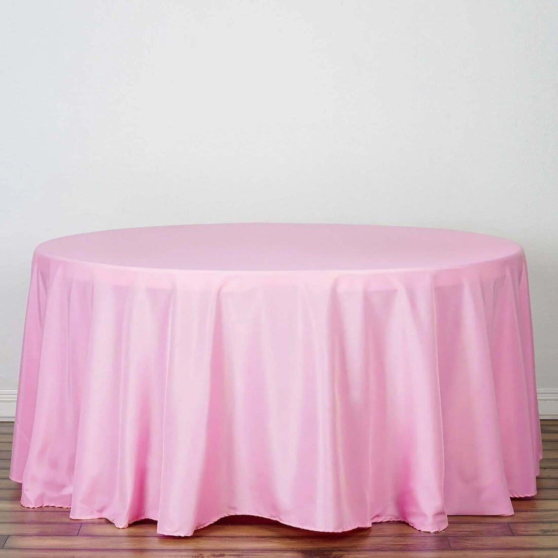 132Inch Pink Seamless Polyester Round Tablecloth