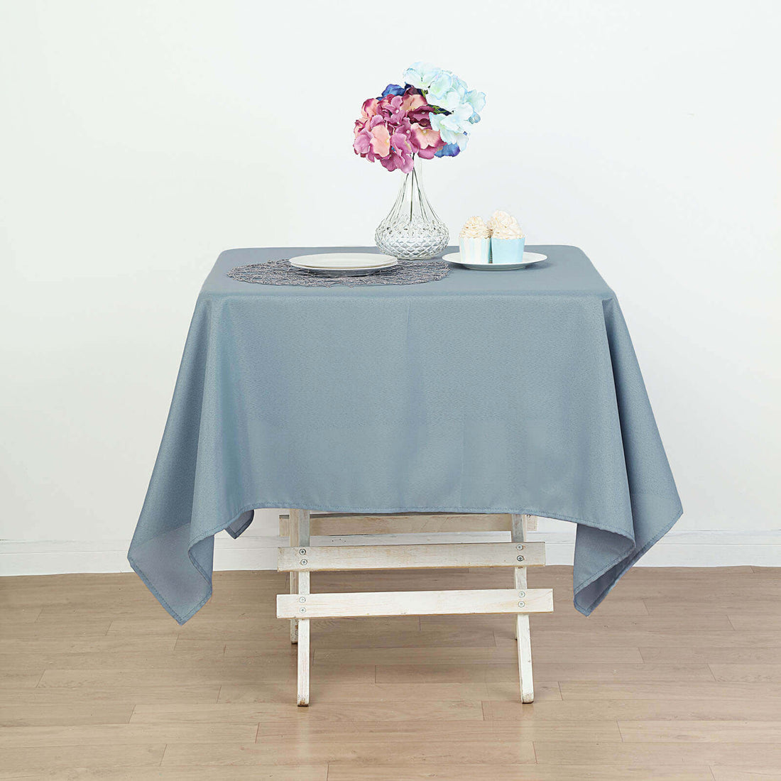 Dusty Blue Polyester Square Tablecloth 54"x54"