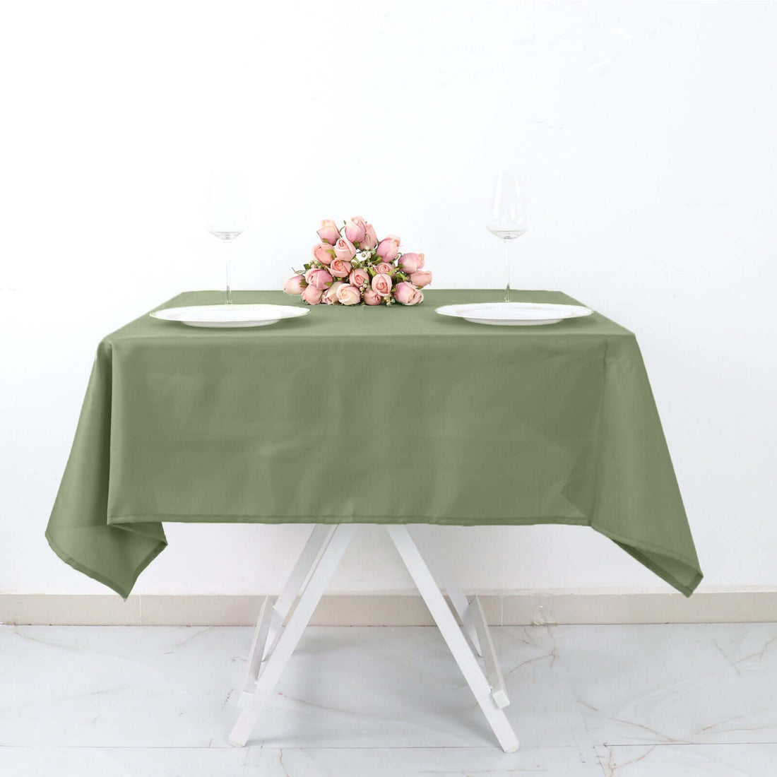 Dusty Sage Green Polyester Square Tablecloth 54"x54"