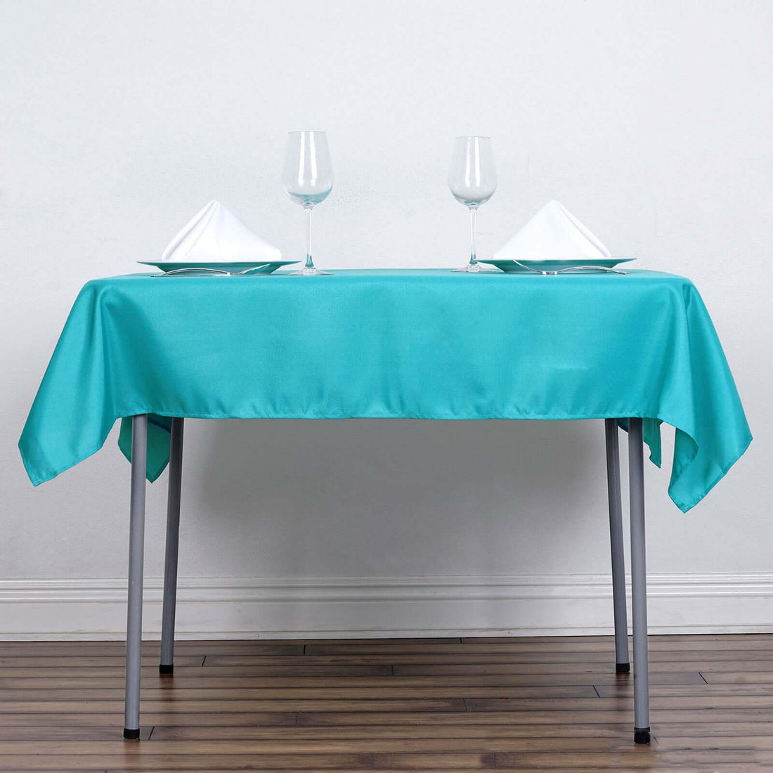 Turquoise Polyester Square Tablecloth 54"x54"