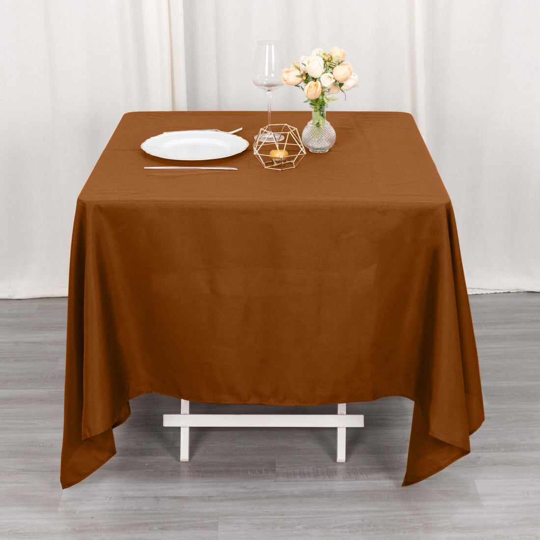 Cinnamon Brown Polyester Square Tablecloth 70"x70"