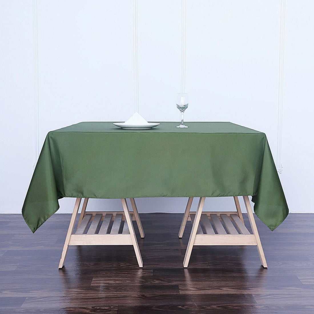 Olive Green Square Polyester Tablecloth 70 Inch