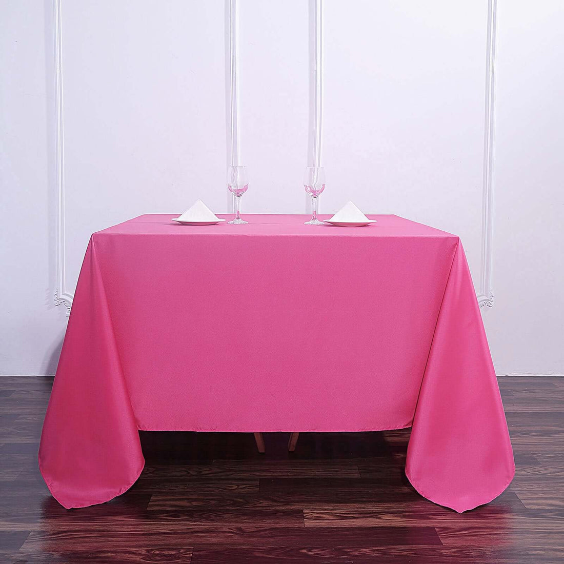 90 Inch Square Fuchsia Polyester Tablecloth