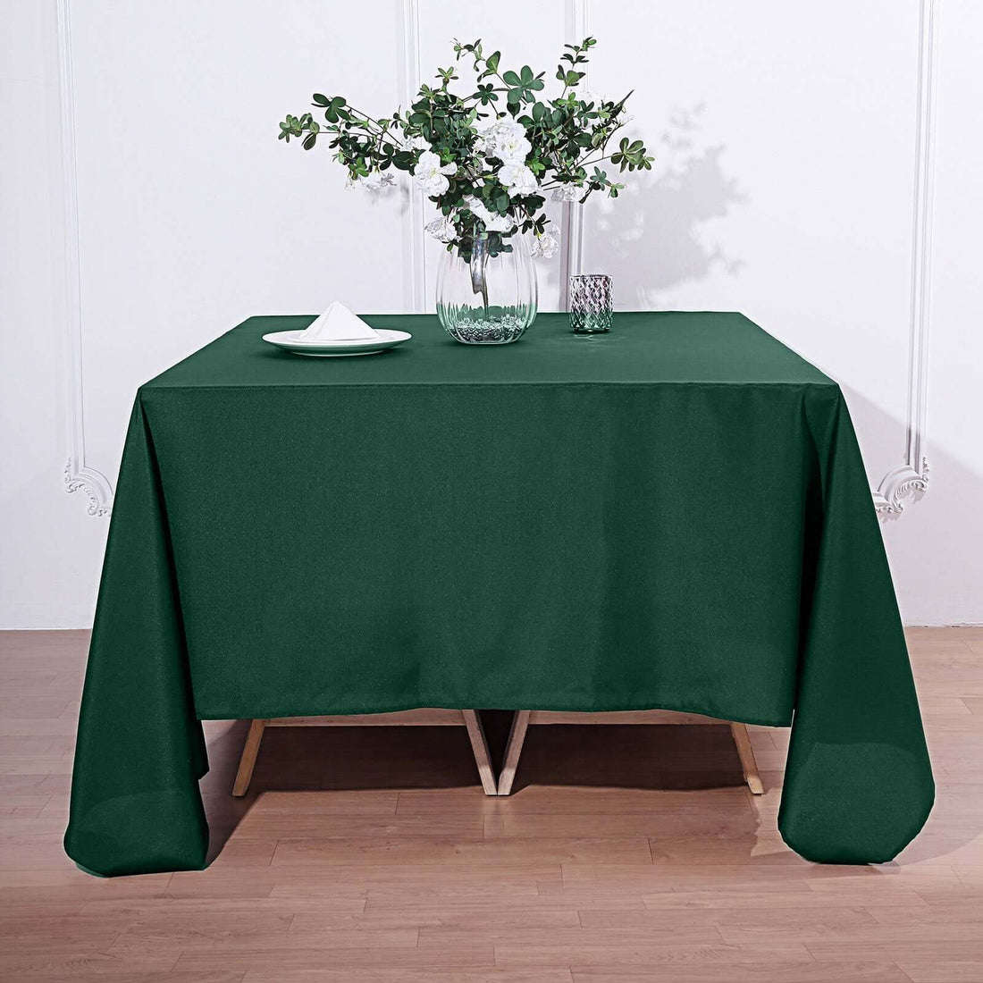 Hunter Emerald Green Polyester Square 90 Inch Tablecloth