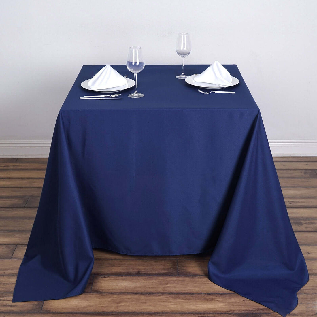 90inch Navy Blue Polyester Square Tablecloth