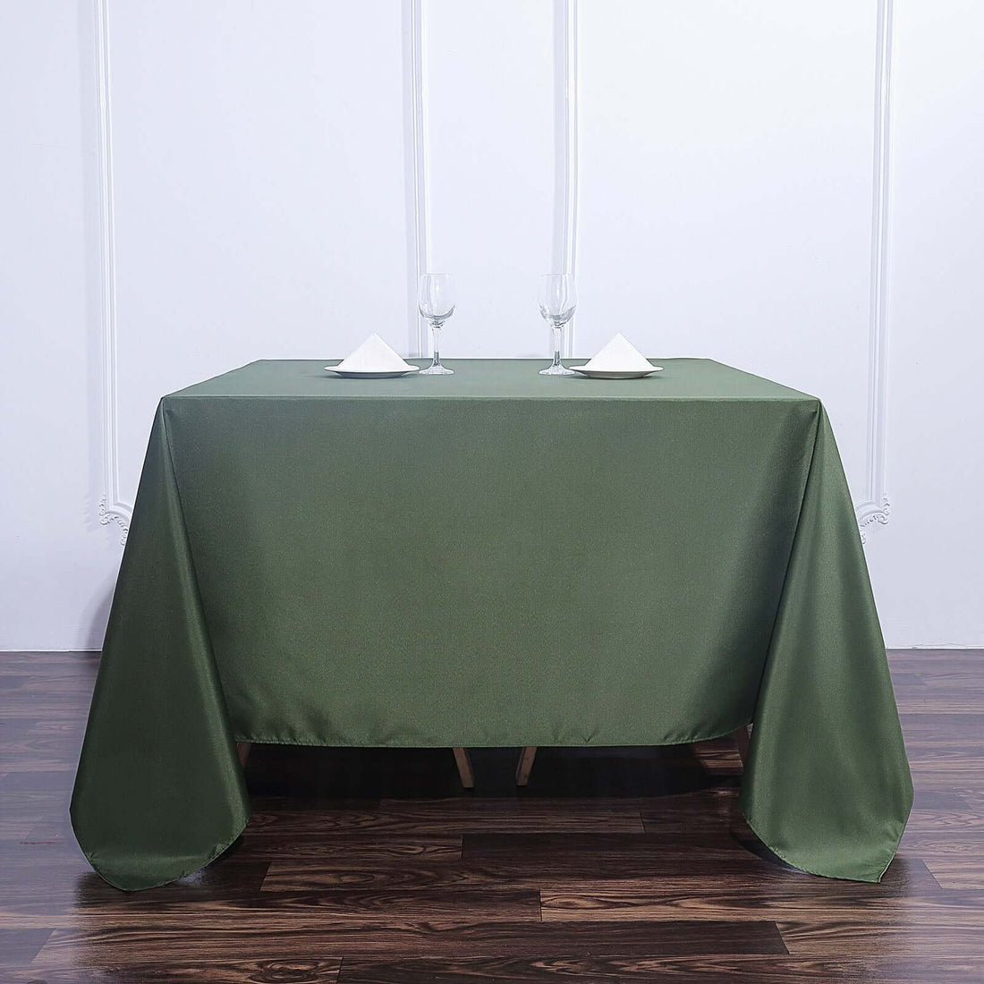 Square Polyester Tablecloth in Olive Green 90 Inch