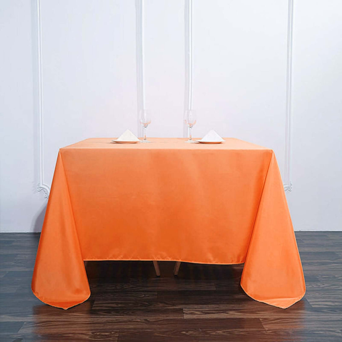 Orange 90 Inch Polyester Square Tablecloth 