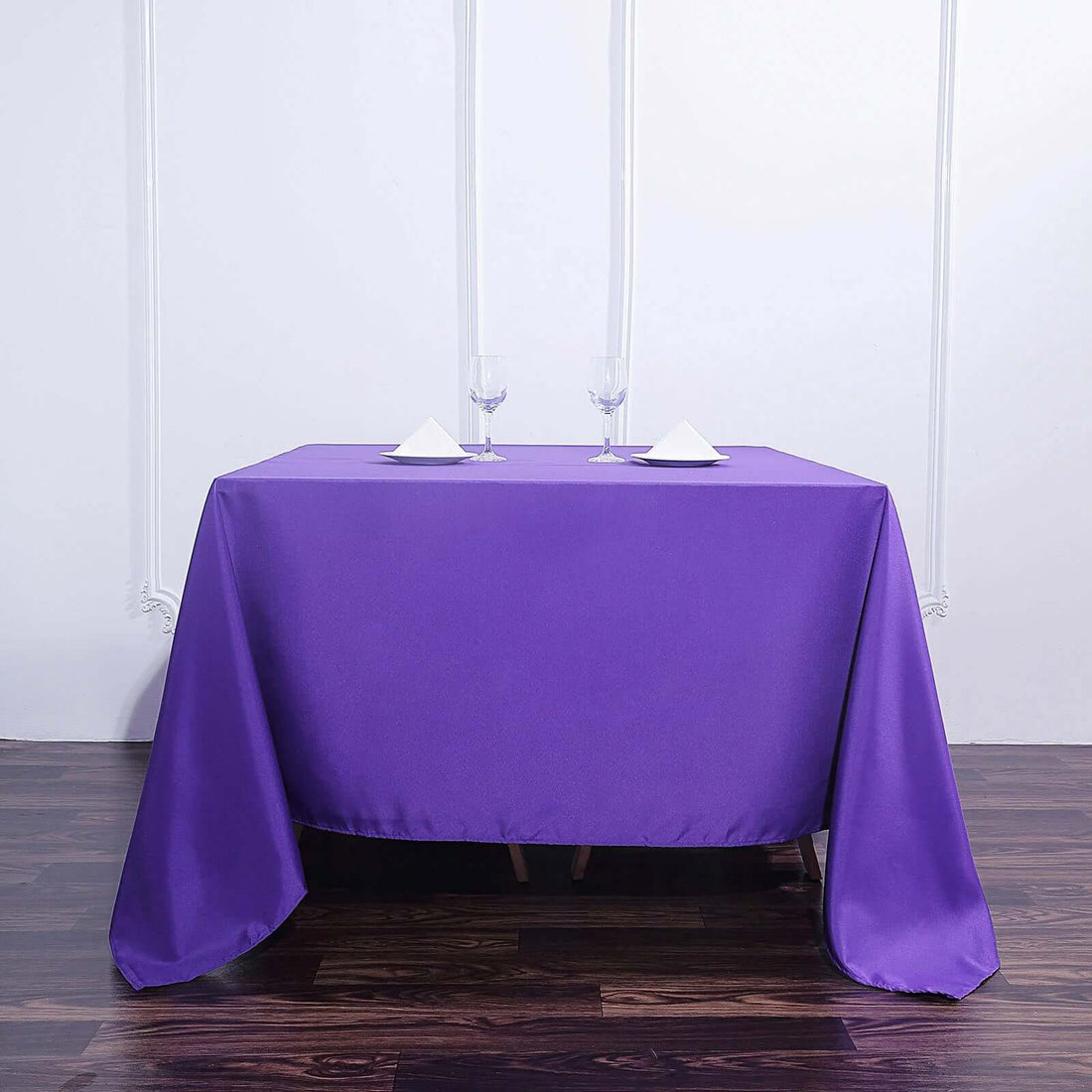 90 Inch Purple Polyester Square Tablecloth
