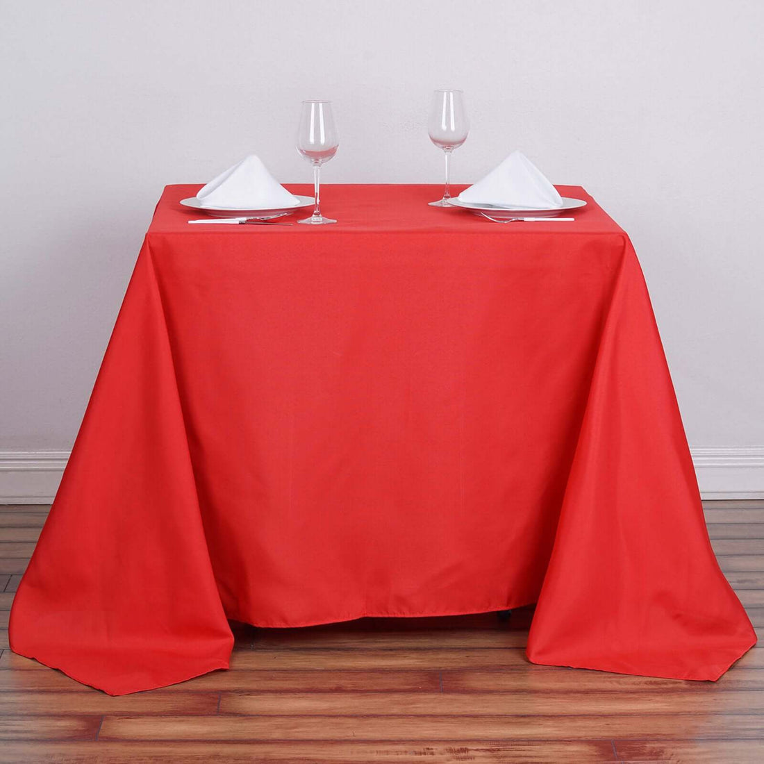 90inch Red Polyester Square Tablecloth
