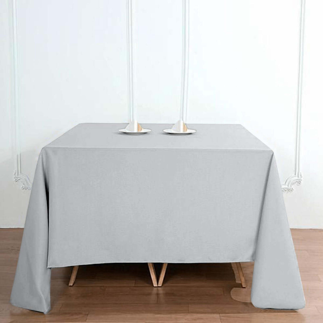 90inch Silver Polyester Square Tablecloth