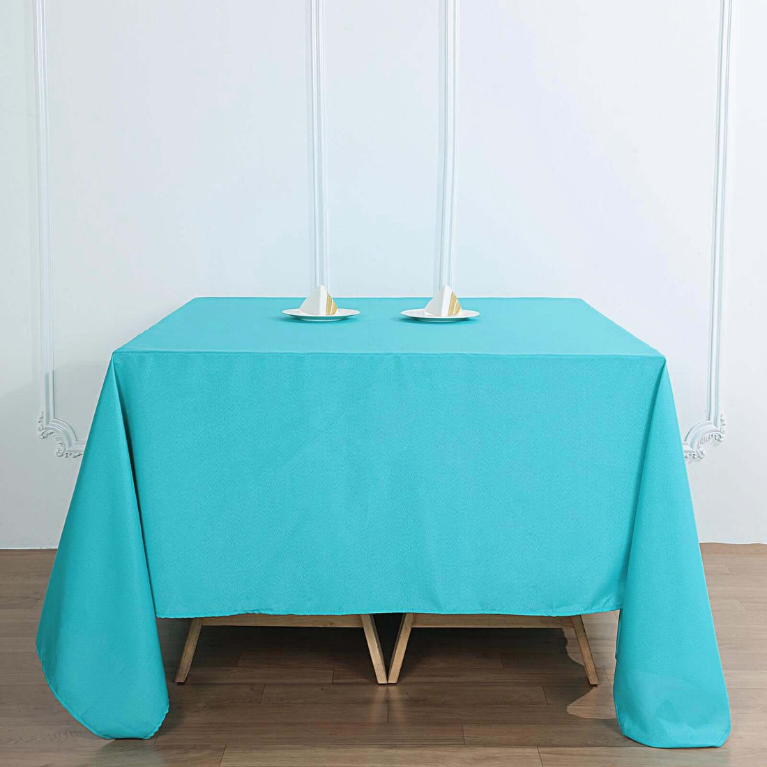 Turquoise Square Polyester Tablecloth 90 Inch