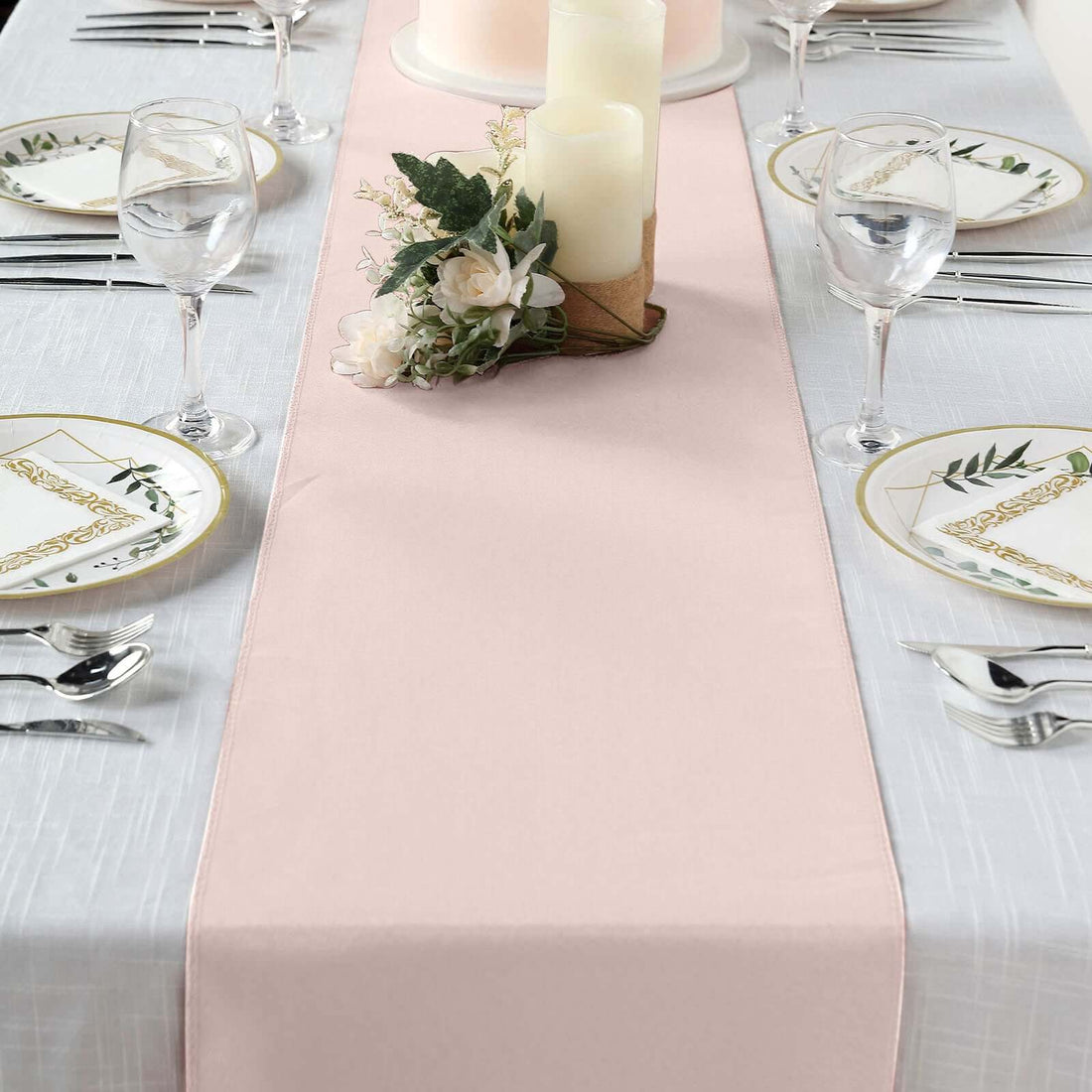 12"x108" Blush | Rose Gold Polyester Table Runner