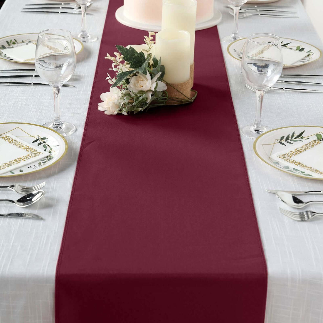 Burgundy Polyester Table Runner 12 Inch x 108 Inch
