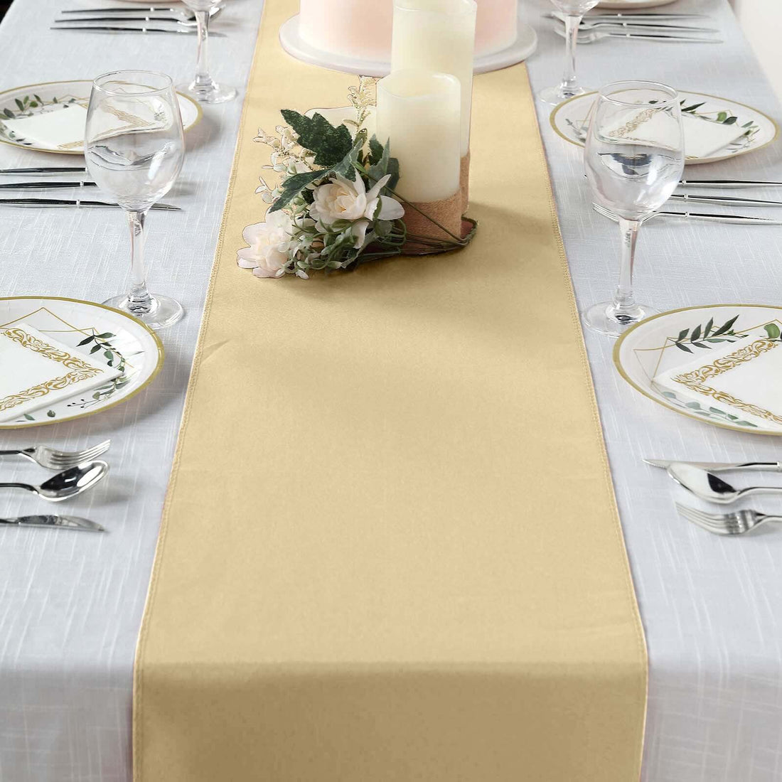 Polyester 12 Inch x 108 Inch Champagne Table Runner