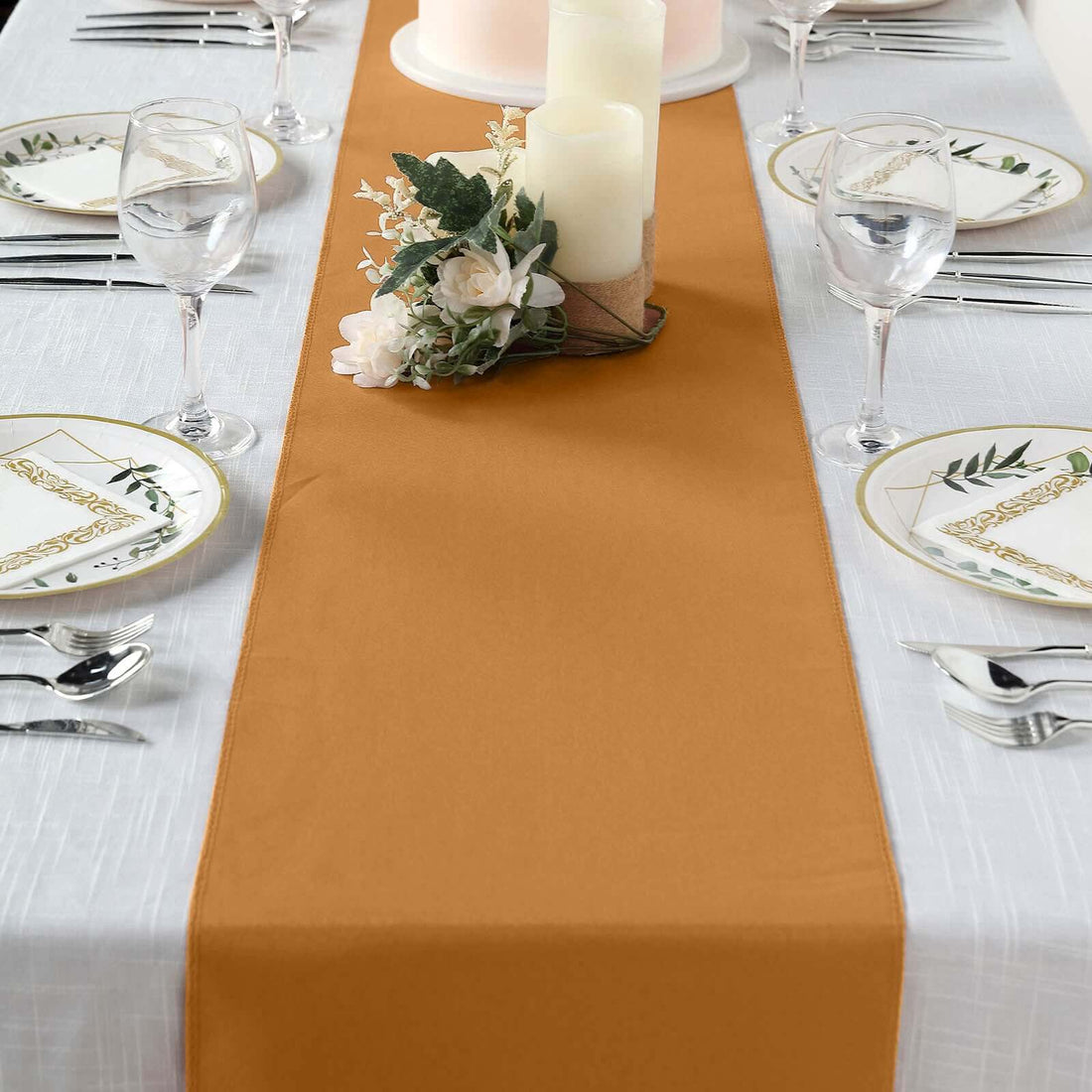 Polyester 12 Inch x 108 Inch Gold Table Runner