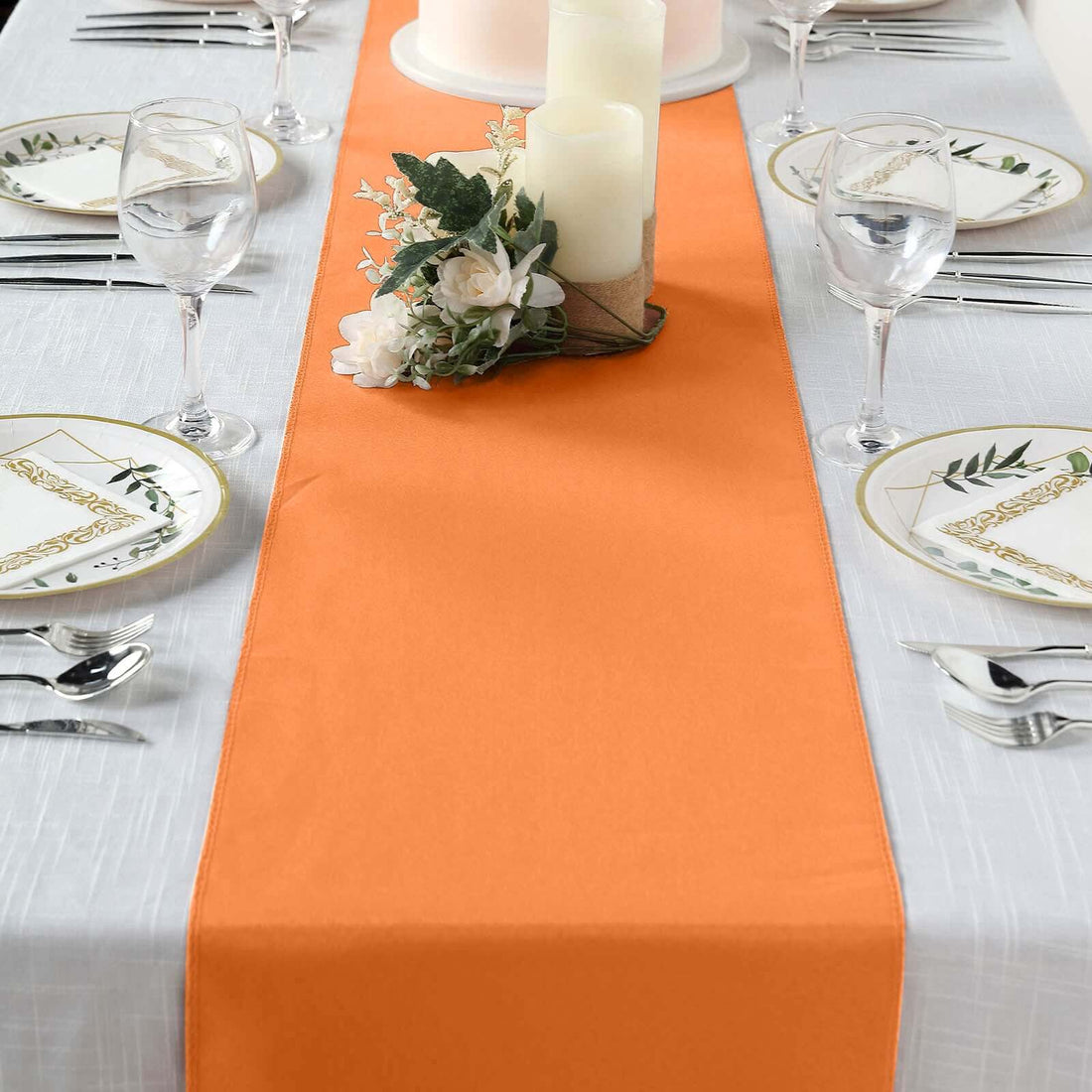 Polyester 12 Inch x 108 Inch Orange Table Runner