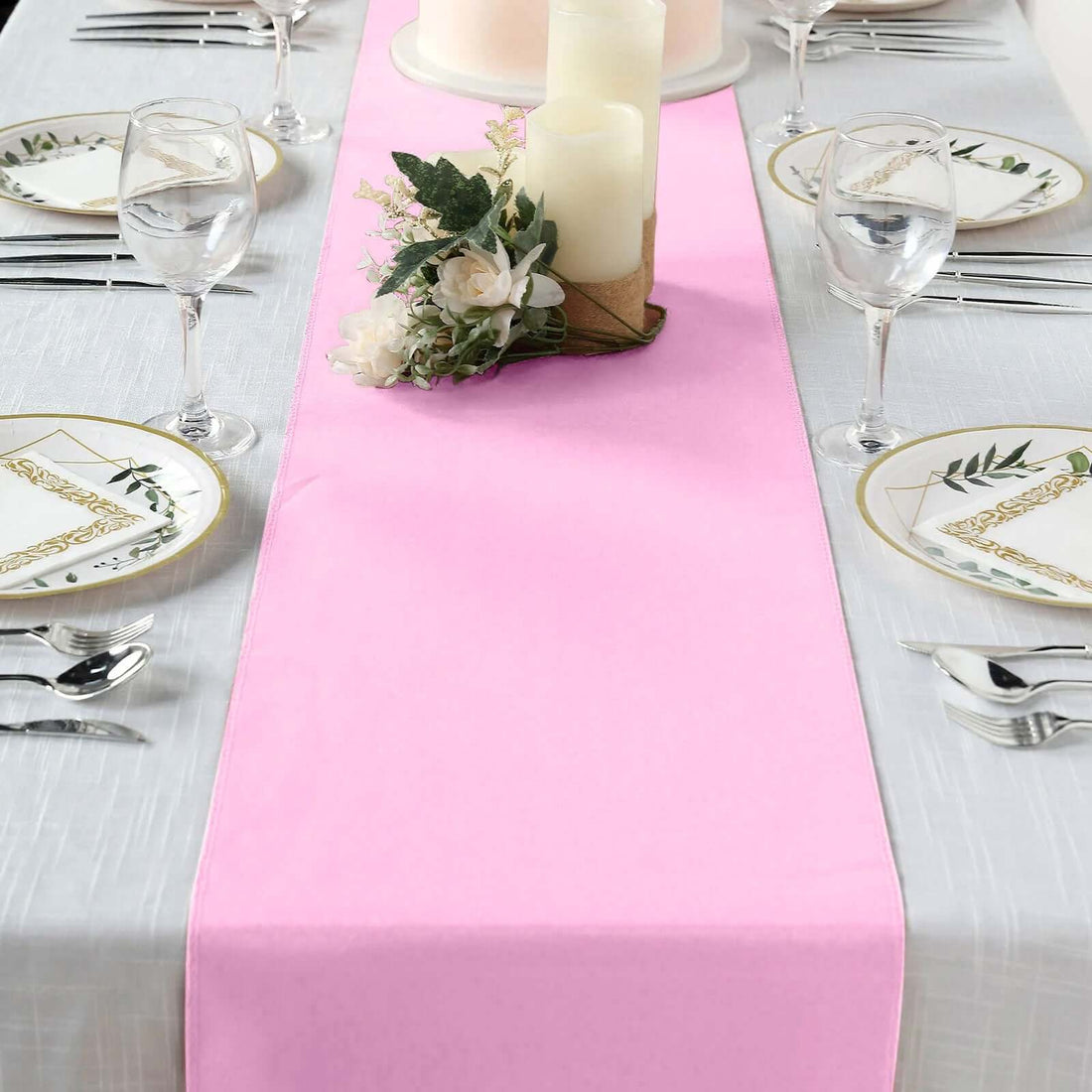 Pink Polyester Table Runner 12 Inch x 108 Inch