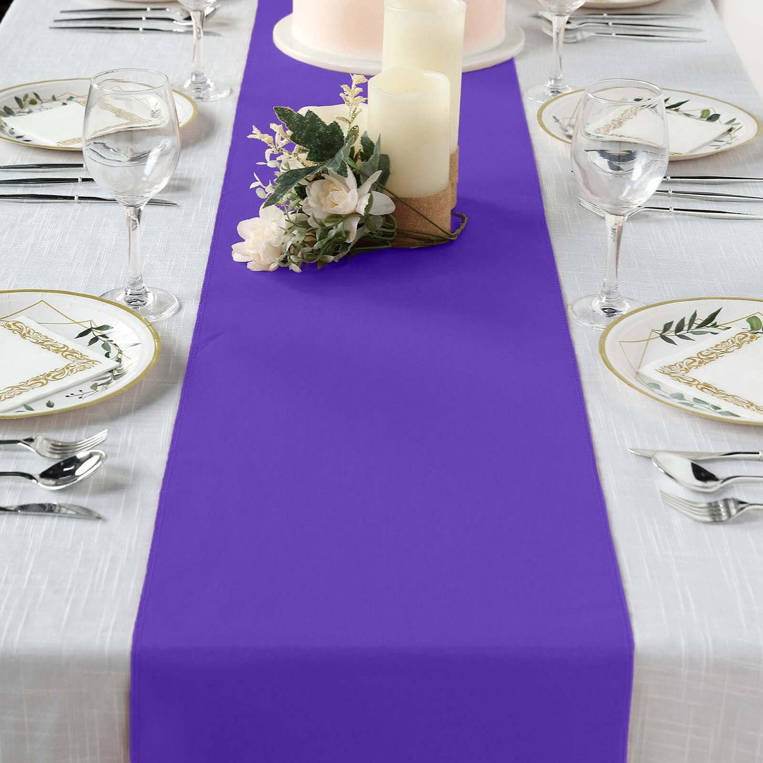 Polyester 12 Inch x 108 Inch Purple Table Runner