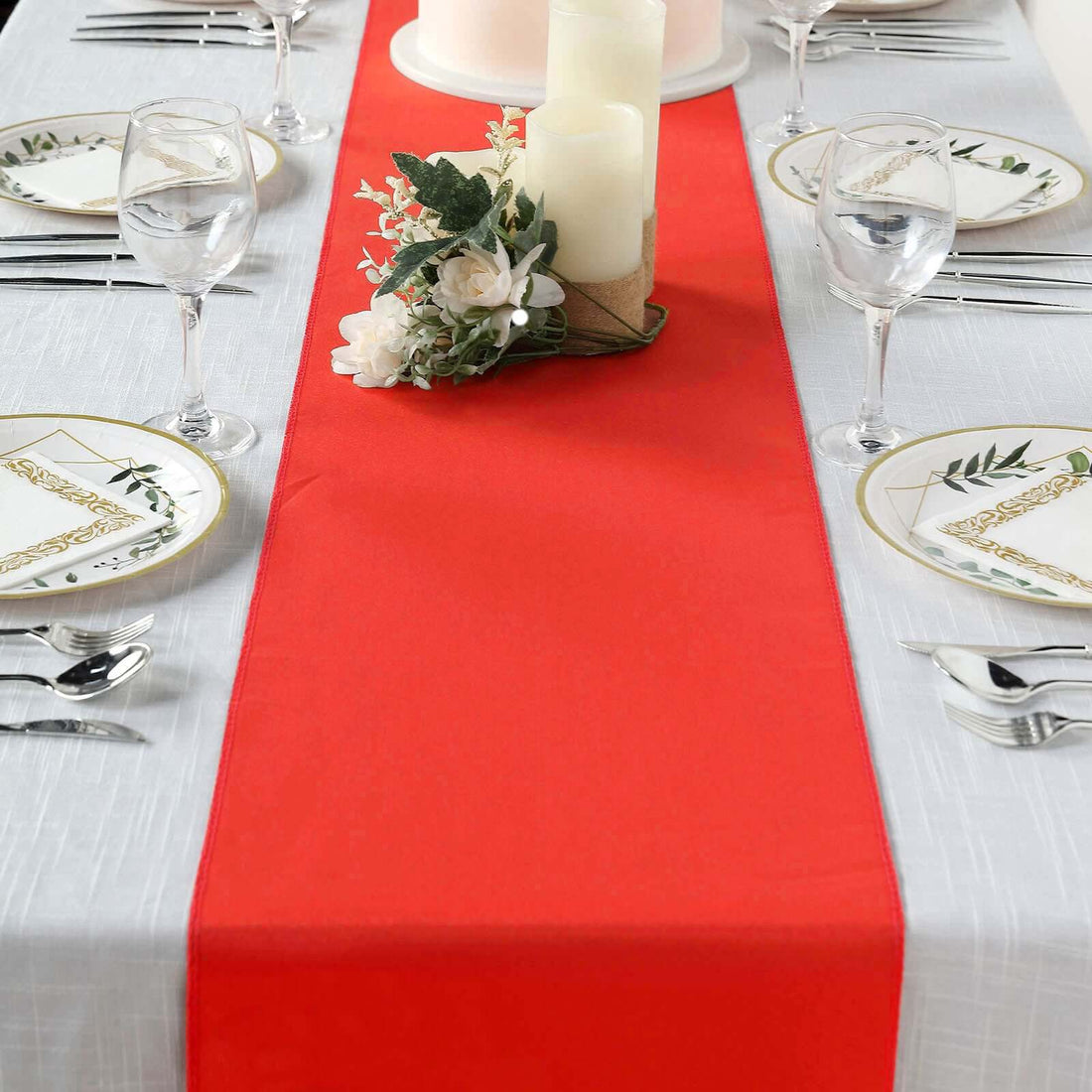 12 Inch x 108 Inch Red Polyester Table Runner
