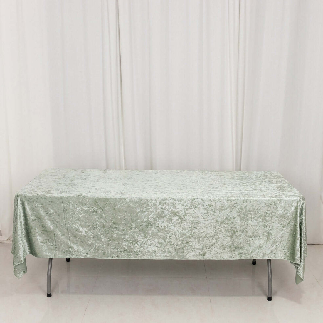 Sage Green Seamless Premium Crushed Velvet Rectangle Tablecloth - 60x102inch