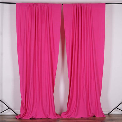 2 Pack Fuchsia Scuba Polyester Backdrop Drape Curtains, Durable Flame Resistant Event Divider Panels Wrinkle Free With Rod Pockets - 10ftx10ft