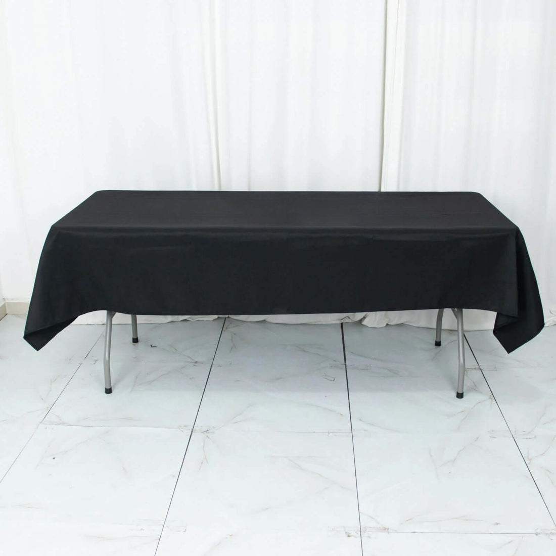 54x96inch Black 200 GSM Seamless Premium Polyester Rectangle Tablecloth