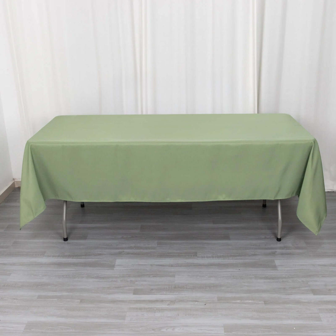 60x102inch Eucalyptus Sage Green 200 GSM Seamless Premium Polyester Rectangular Tablecloth