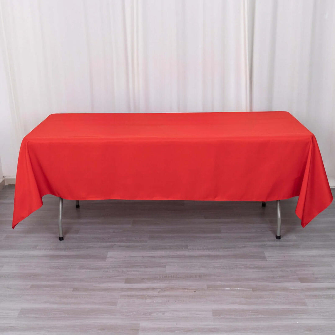 60x102inch Red 200 GSM Seamless Premium Polyester Rectangular Tablecloth