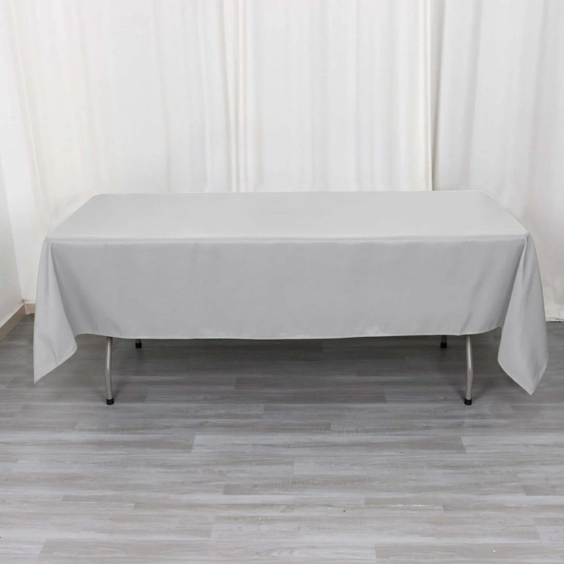 Premium Polyester Rectangle Tablecloth 60"x102" Silver - 220GSM Wrinkle-Resistant Table Cover