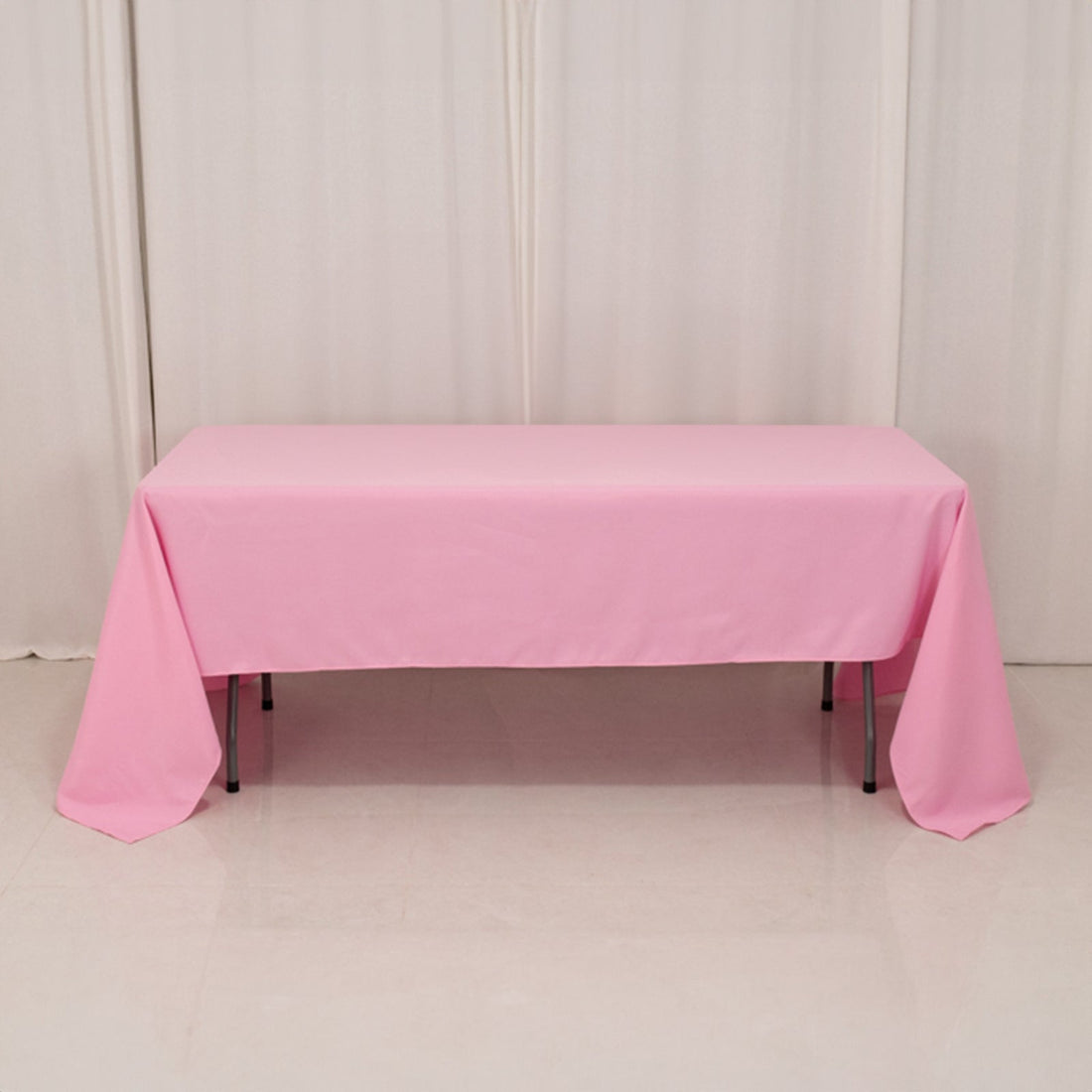 Premium Polyester Rectangle Tablecloth 60"x126" Pink - 220GSM Wrinkle-Resistant Table Cover