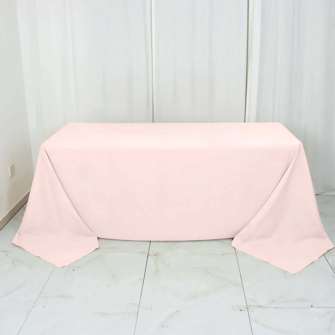 90x132inch Blush Rose Gold 200 GSM Seamless Premium Polyester Rectangular Tablecloth