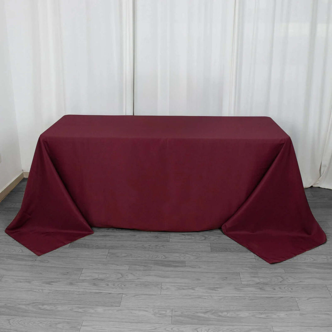 90x132inch Burgundy 200 GSM Seamless Premium Polyester Rectangular Tablecloth