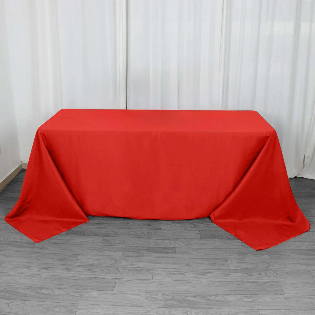 90x132inch Red 200 GSM Seamless Premium Polyester Rectangular Tablecloth