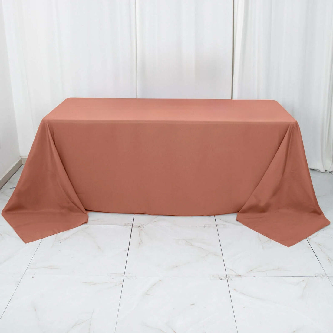 Terracotta (Rust) Seamless Premium Polyester Rectangular Tablecloth 220GSM - 90x132inch
